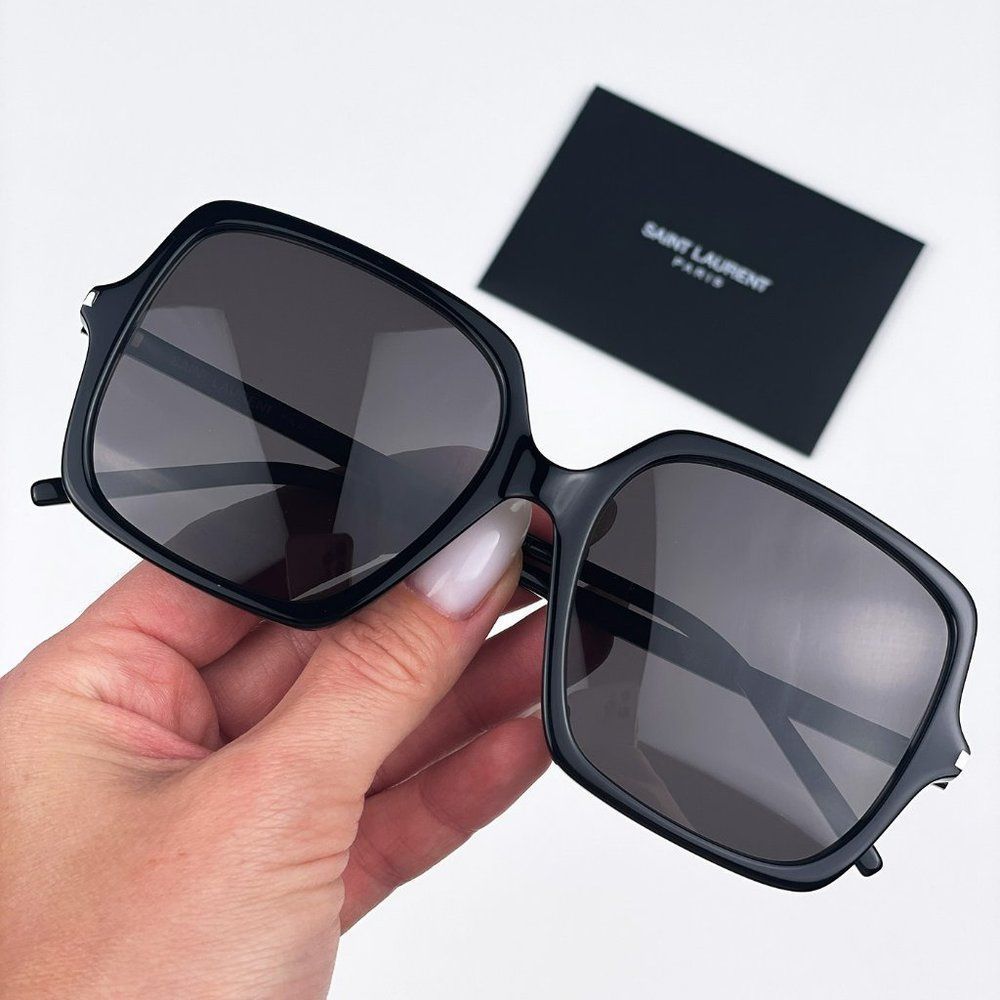 Saint Laurent SL591 001 Sunglasses Black Square Oversized Women